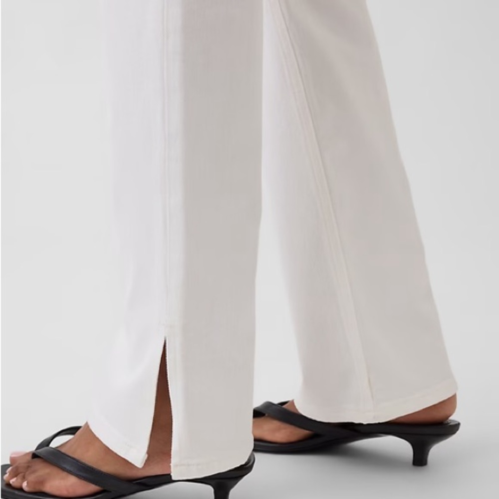 GAP Cream Split-Hem Straight Leg Jeans